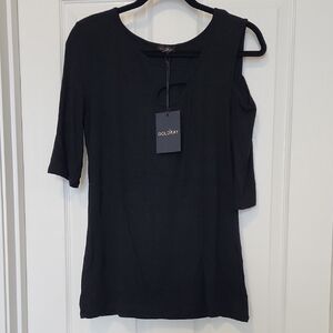 Goldray Black Cold Shoulder Top